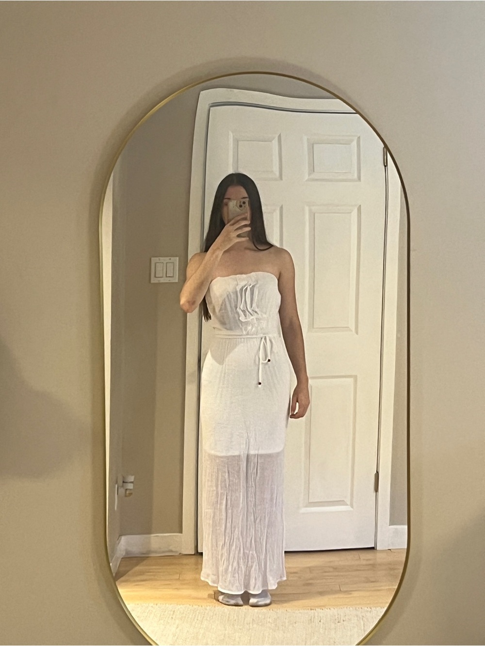 Maurices Strapless White Dress with Tie Detail Size M